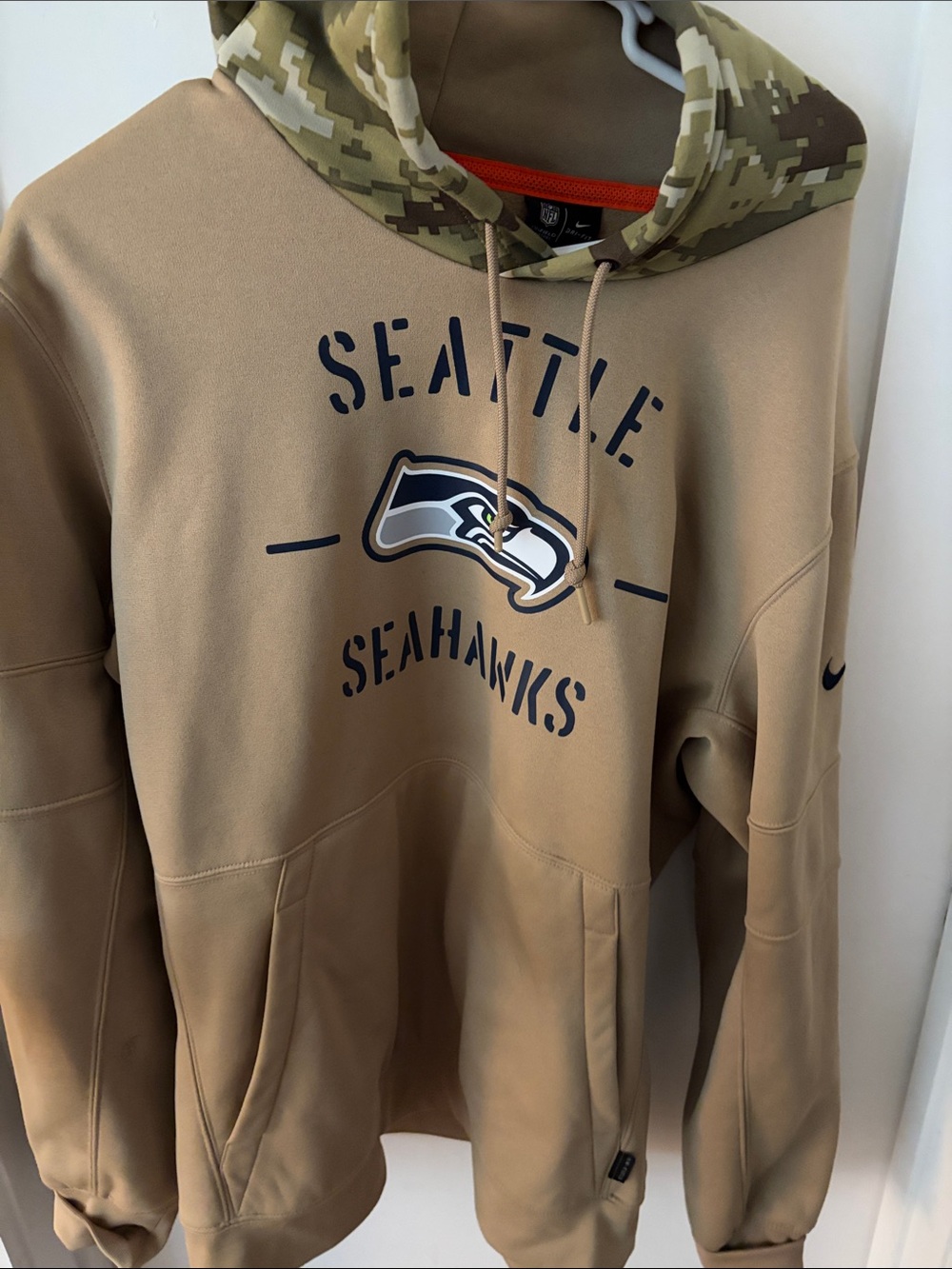 Nike Tan Seattle Seahawks Camo Hood Pullover Hoodie